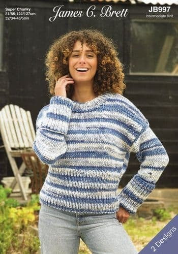 Knitting Pattern Ladies Sweaters in James C.Brett Undertones Super Chunky JB997
