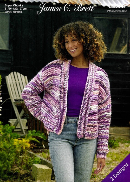 Knitting Pattern Ladies Cardigan in James C. Brett Undertones Super Chunky JB998