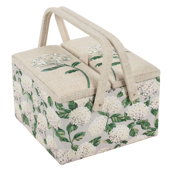 Hobby Gift Sewing Box (L) Twin Lid Square Hydrangea - MRTLE/659