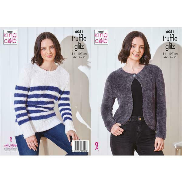 Knitting Pattern Tunic & Cardigan King Cole Truffle Glitz DK - 6051