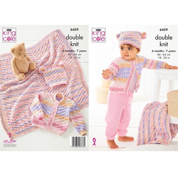 Knitting Pattern Jacket, Hat & Blanket 6 months - 7 years in King Cole Fjord Baby DK 6459