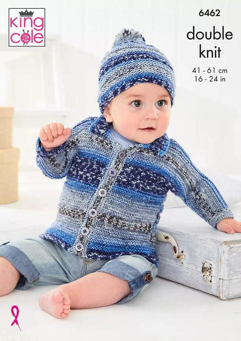 Knitting Pattern Cardigans & Hat 0 - 5 years in King Cole Fjord Baby DK 6462