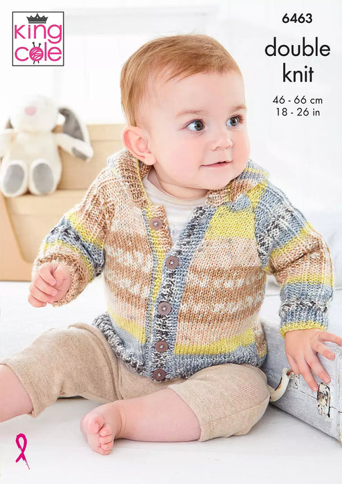 Knitting Pattern Jackets 6 months - 7 years in King Cole Fjord Baby DK 6463