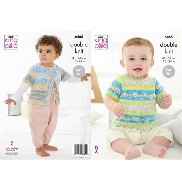 Knitting Pattern Cardigan & Sweater 0 - 5 years in King Cole Fjord Baby DK 6465