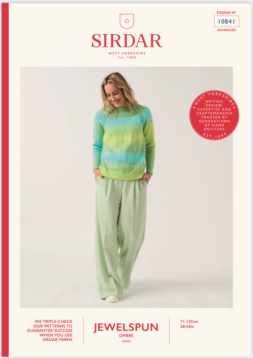 Knitting Pattern Round The Raglan Sweater in Sirdar Jewelspun Ombre 10841