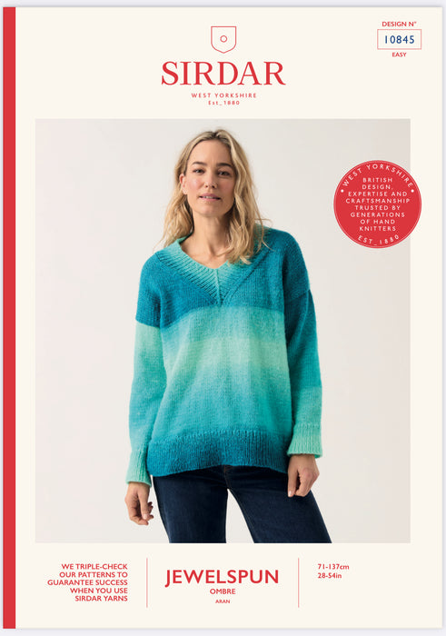 Knitting Pattern Truly Madly Deep V Sweater in Sirdar Jewelspun Ombre 10845
