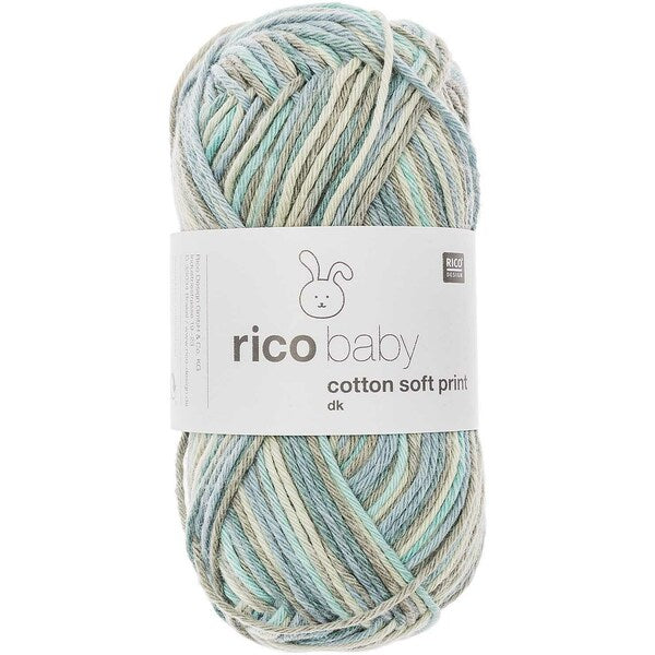 Rico Baby Cotton Soft Print DK Baby Yarn 50g - Grey-Turquoise 019