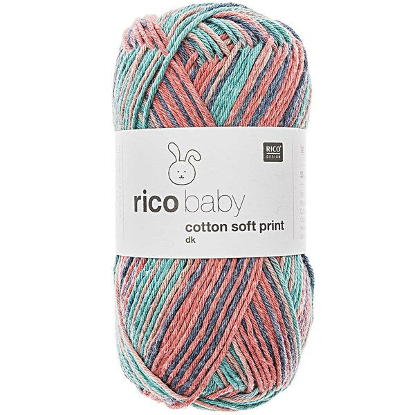 Rico Baby Cotton Soft Print DK Baby Yarn 50g - Red-Teal 023