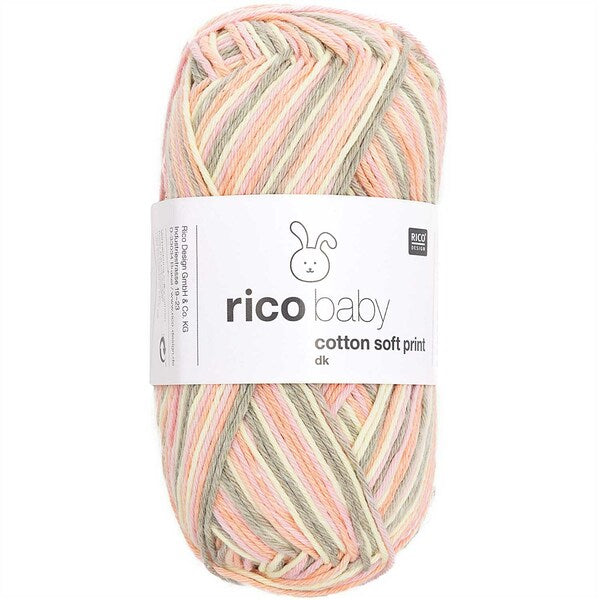 Rico Baby Cotton Soft Print DK Baby Yarn 50g - Rose-Olive 030