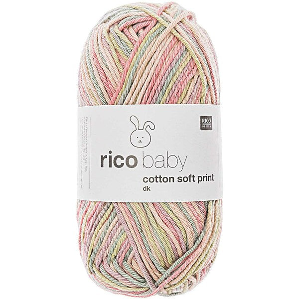 Rico Baby Cotton Soft Print DK Baby Yarn 50g - Teal-Pink 017