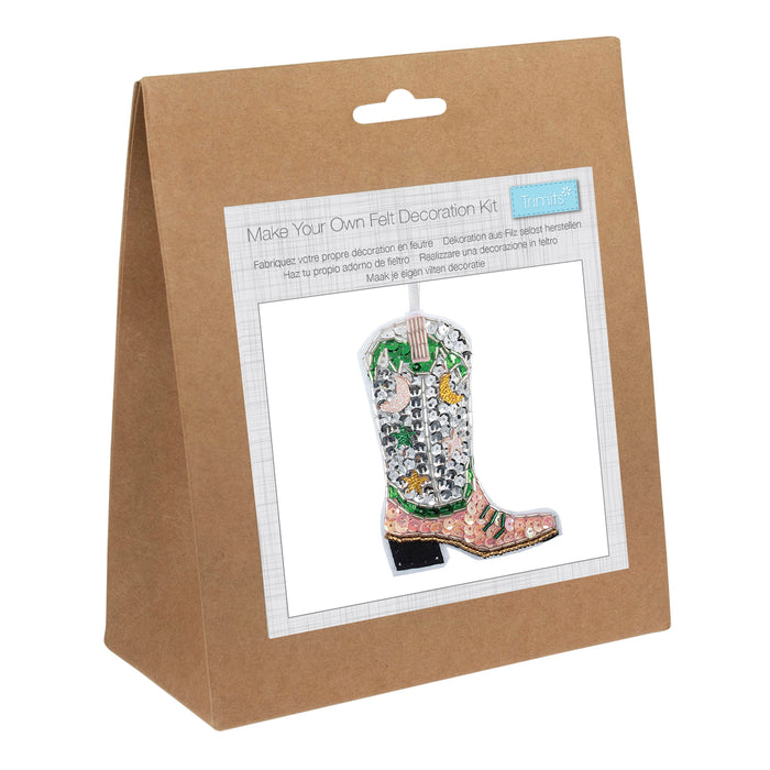 Trimits Felt Decoration Kit Sequin Cowboy Boot GCK246