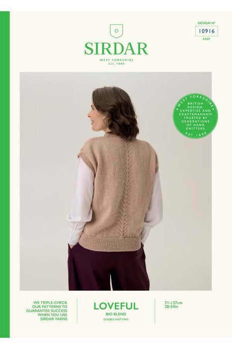 Knitting Pattern Barley Cable Tank in Sirdar Loveful Bio Blend DK 10916