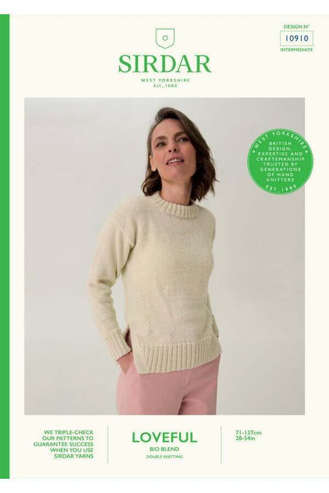 Knitting Pattern Mushroom Gill Hem Sweater in Sirdar Loveful Bio Blend DK 10910