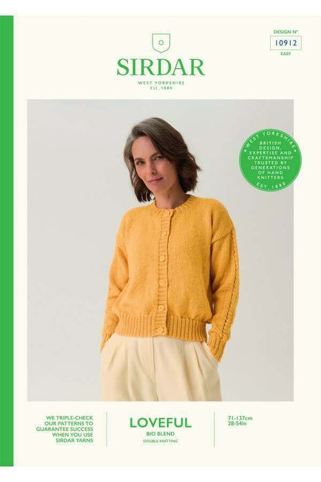 Knitting Pattern Lacewing Sleeve Cardigan in Sirdar Loveful Bio Blend DK 10912
