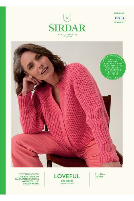 Knitting Pattern Root System Rib Cardigan in Sirdar Lovelful Bio Blend DK 10913