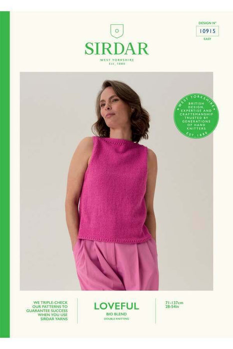 Knitting Pattern Honeycomb Cut-Away Vest Top in Sirdar Loveful Bio Blend DK 10915