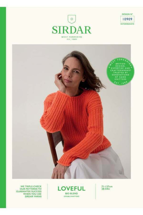 Knitting Pattern Trumpet Flower Rib Sweater in Sirdar Loveful Bio Blend 10909