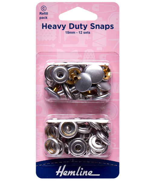 Hemline Heavy Duty Snaps Refill Pack 15mm Nickel - H405R.N