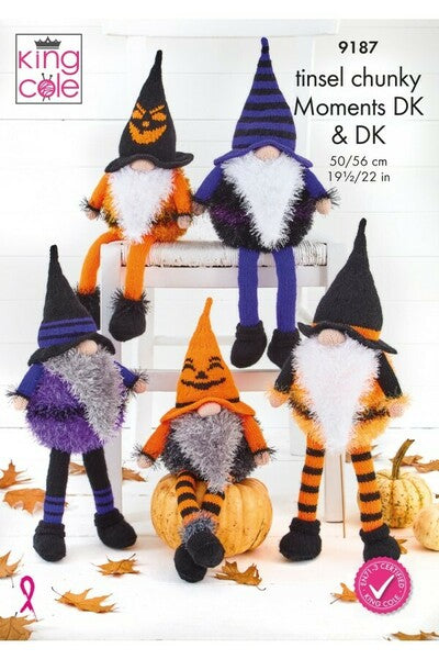 Knitting Pattern Halloween Gonks King Cole Tinsel Chunky, Moments DK & DK 9187