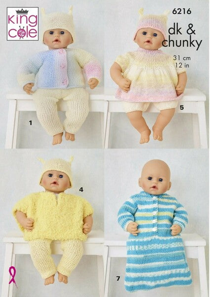 Knitting Pattern Dolls Clothes King Cole DK & Chunky 6216