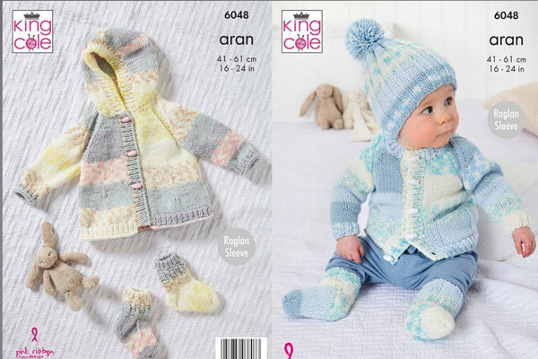 Knitting Pattern Jacket, Coat, Hat & Socks Knitted In King Cole Cosy Love Aran 6048