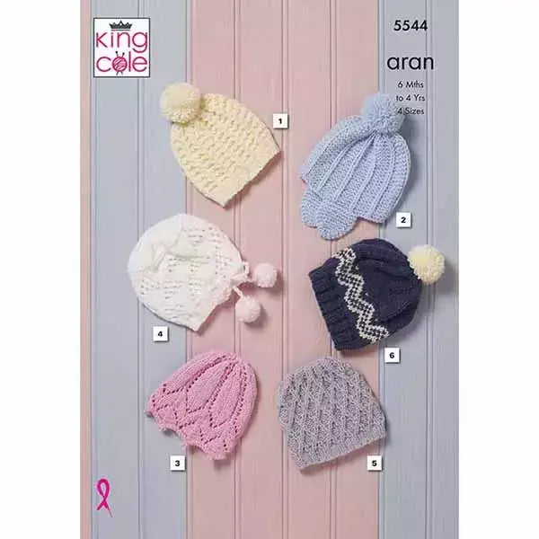 Knitting Pattern Hats Knitted In King Cole Comfort Aran 5544