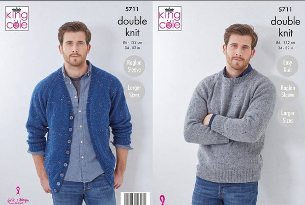 Knitting Pattern Cardigan & Sweater Kniitted In Big Value Tweed DK 5711