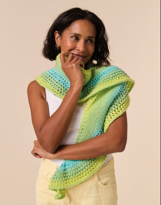 Knitting Pattern Crescent Glow Shawl in Sirdar Jewelspun Ombre 10926