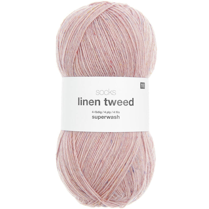 Rico Design Socks Linen Tweed 4 Ply Yarn 100g - Various Shades