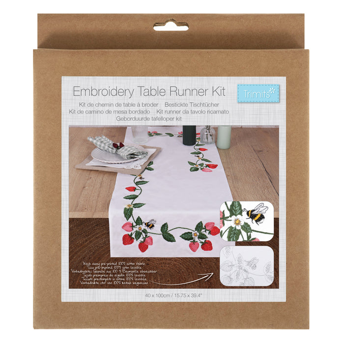 Trimits Embroidery Kit Table Runner Strawberries TTR006