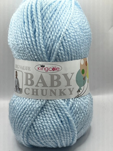 King Cole Big Value Baby Chunky Baby Yarn 100g - Soft Blue 2515