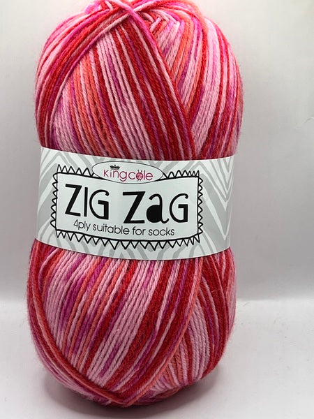 King Cole Zig Zag 4 Ply Yarn 100g - Rose 4815