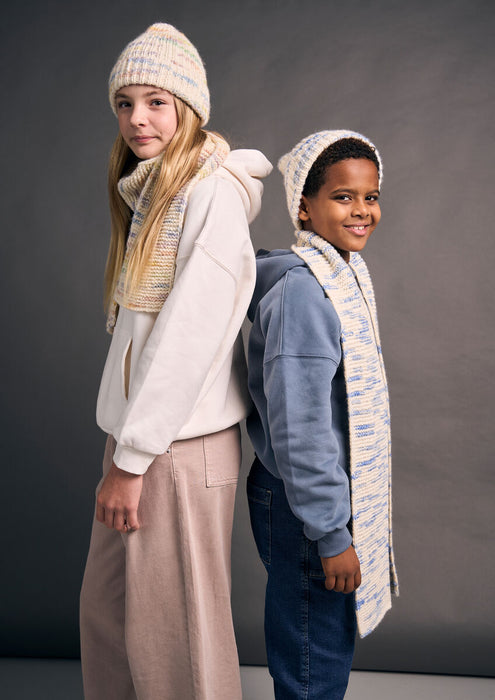 MODE At Rowan Mini Apollo Beanie & Scarf Knitting Pattern in Colourmix Aran MIP115