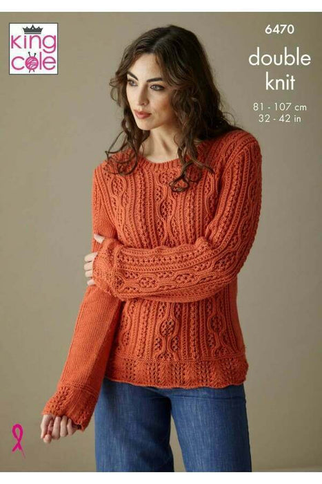 Knitting Pattern Ladies Sweater & Cardigan in King Cole Cottonsoft DK 6470