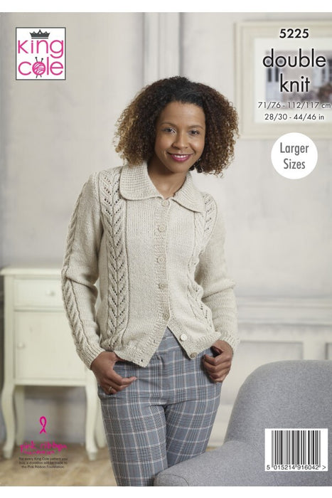 Knitting Pattern Ladies Sweater & Cardigan in King Cole Majestic DK 5225