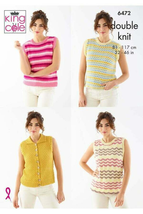 Knitting Pattern Tank Tops & Waistcoat in King Cole Cottonsoft DK 6472