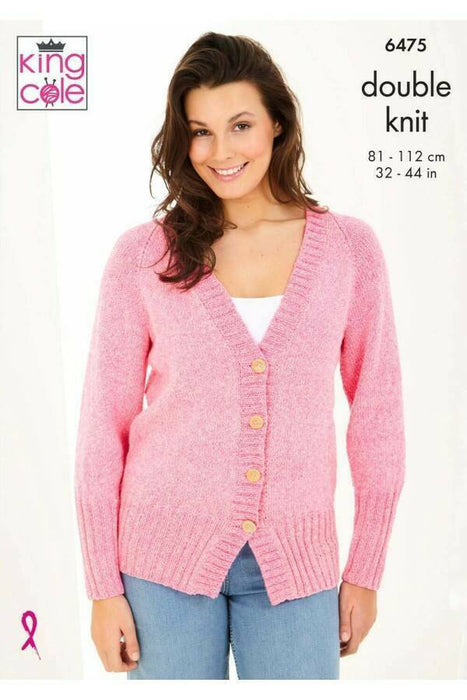 Knitting Pattern Sweater & Cardigan in King Cole Simply Denim DK 6475