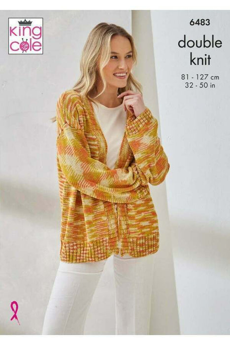 Knitting Pattern Cardigan & Waistcoat in King Cole Linendale DK 6483