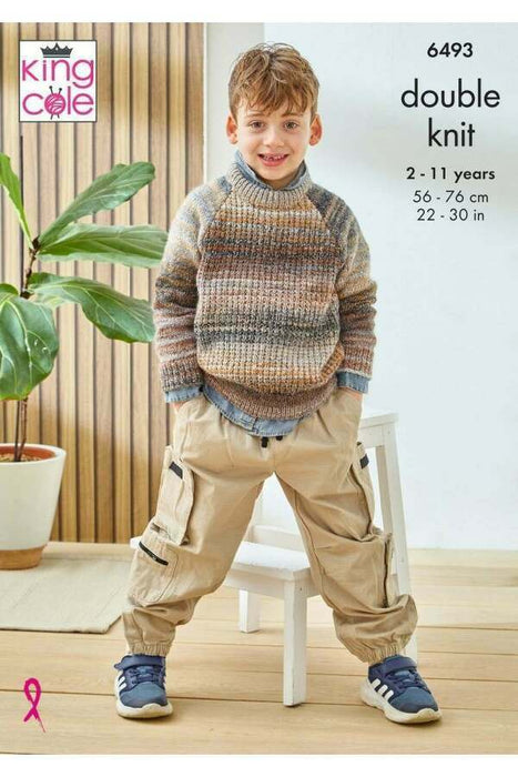Knitting Pattern Childs Sweaters 2-11 years in King Cole Cottagespun DK 6493