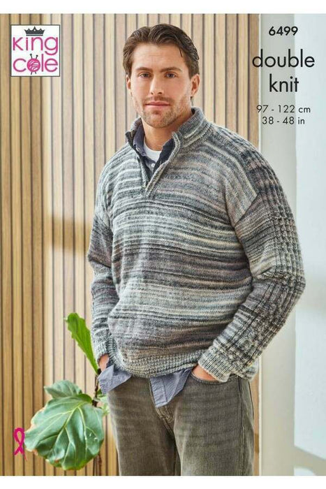 Knitting Pattern Mens Sweaters in King Cole Cottagespun DK 6499