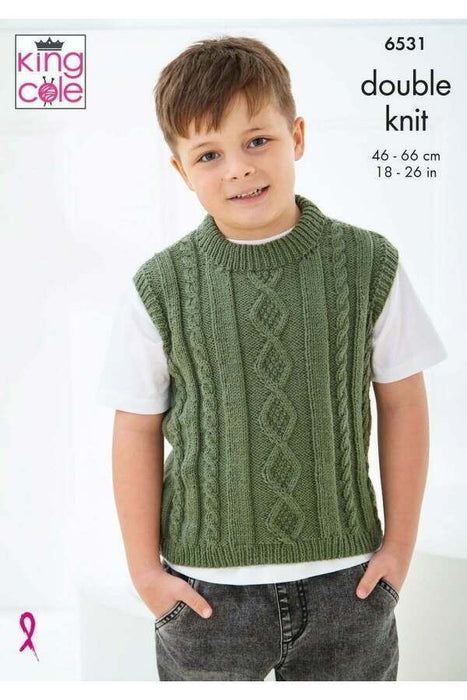 Knitting Pattern Baby & Child Sweater & Slipover in King Cole Comfort DK 6531