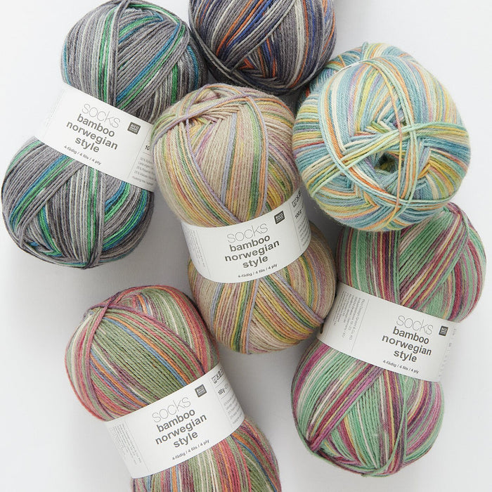 Rico Design Socks Bamboo Norwegian Style 4 Ply Sock Yarn 100g - All Shades