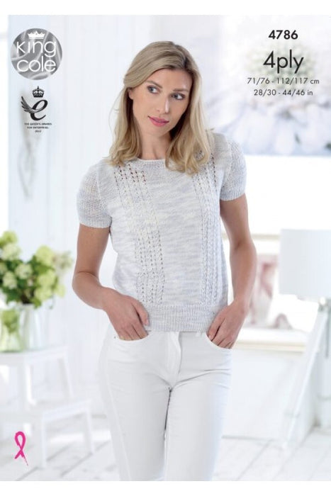 Knitting Pattern Tops in King Cole Giza & Giza Sorbet 4 Ply 47786