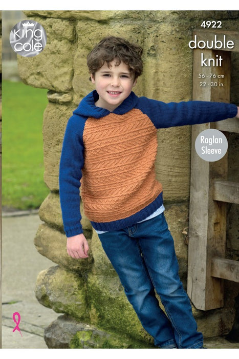 Knitting Pattern Hoodie & Sweater in King Cole Majestic DK 4922