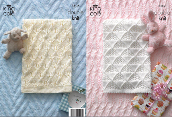 Knitting Pattern Baby Blankets Knitted in King Cole DK 3506