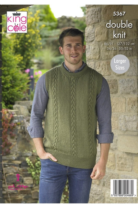 Knitting Pattern Mens Sweater & Slipover in King Cole Majestic DK 5367