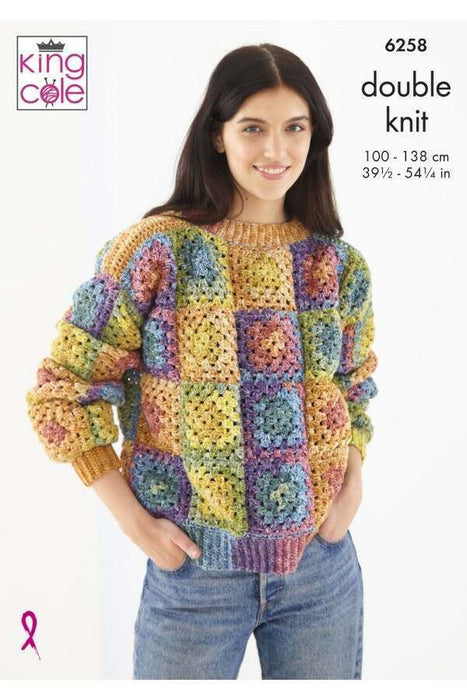 Crochet Pattern Cardigan & Jumper in King Cole Bramble DK 6258