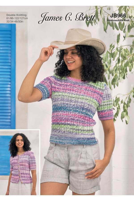 Knitting Pattern Short Sleeve Sweatr & Cardigan in James C. Brett DK JB966