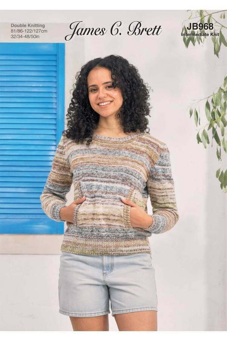 Knitting Pattern Sweater in James C, Brett Cotton Waves DK JB968