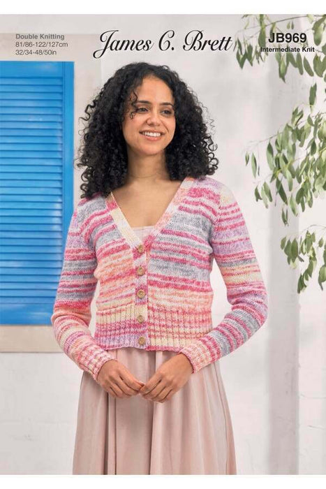 Kntting Pattern Cardigan in James C. Brett Cotton Waves DK JB969